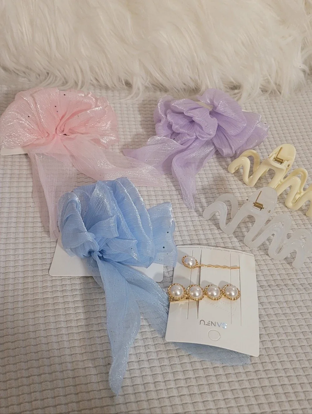 Kids Shimmery Bow Hair Clips - Pink, Lavender, Blue